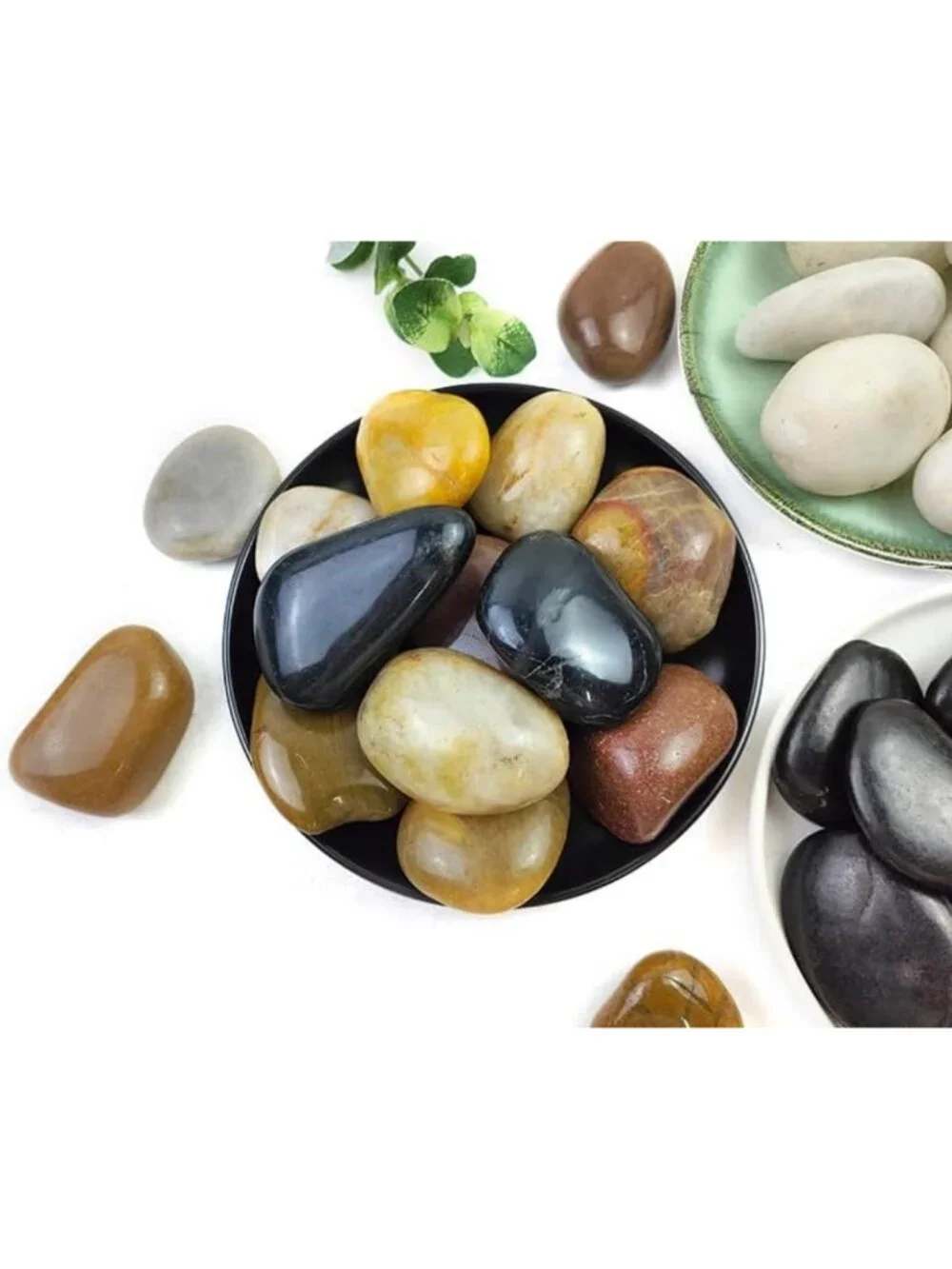 5LB High Polished Mixed Color River Rocks - Decorative Pebbles for Landscaping